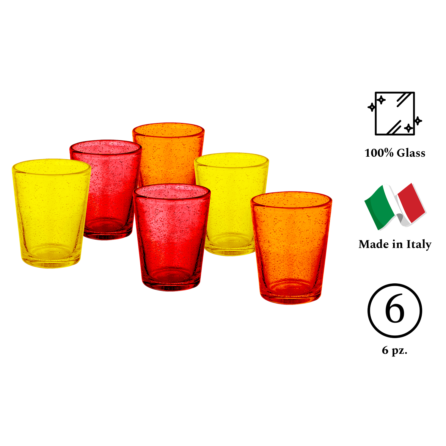 MATERA Set 6 Tumbler Multicolor Colori Caldi