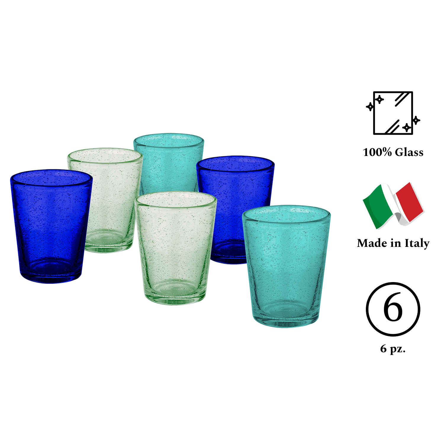 MATERA Set 6 Tumbler Multicolor Verde