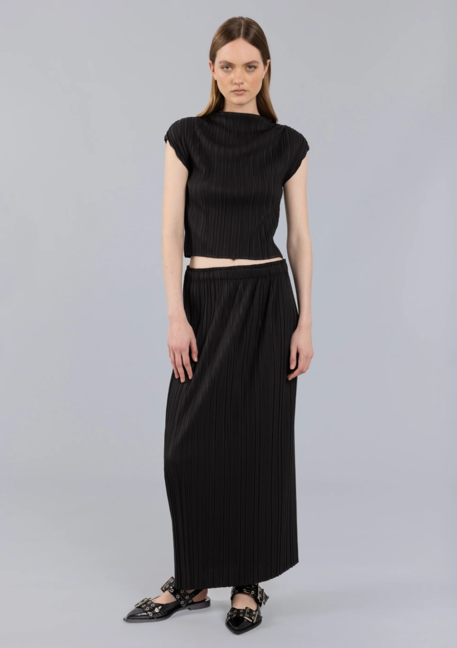 Pleated Maxi Skirt