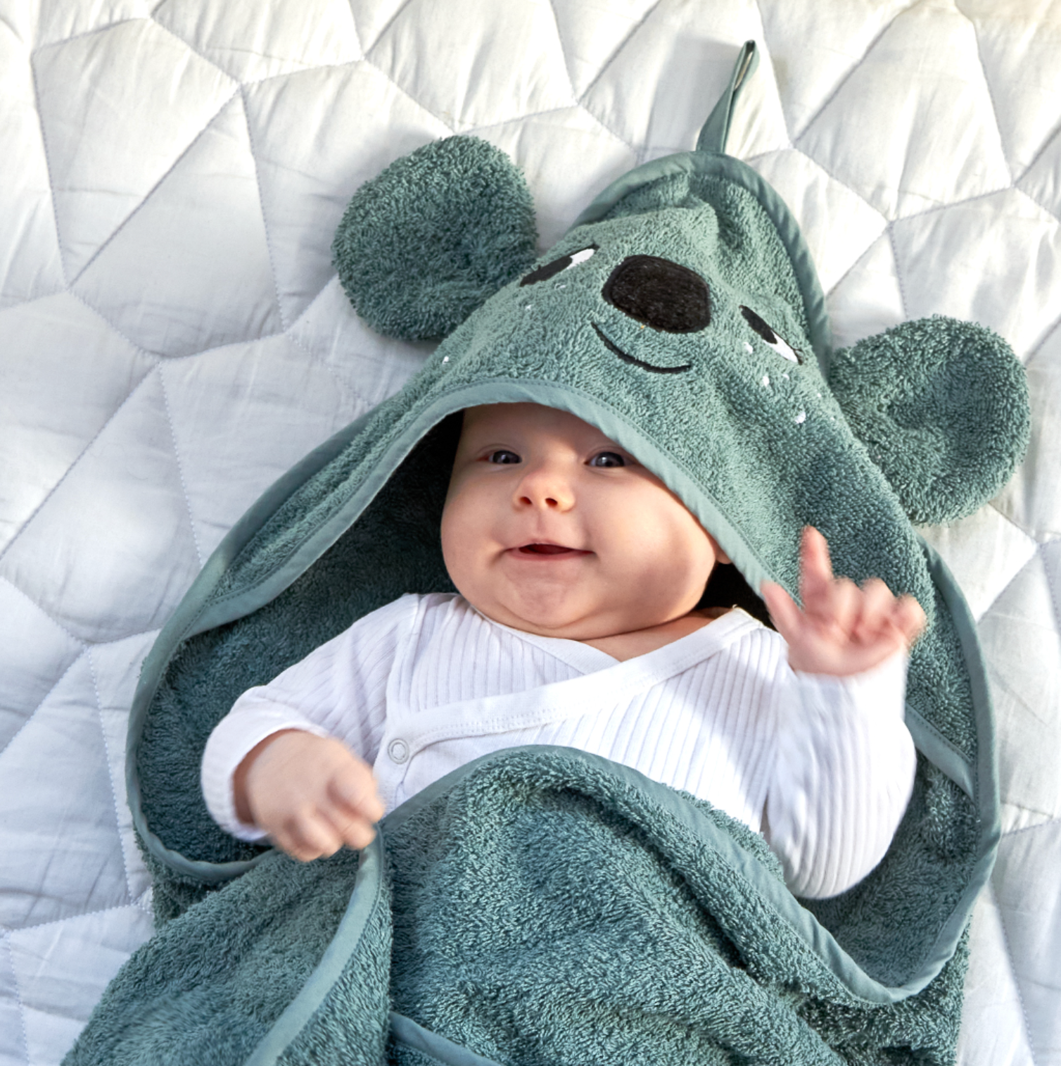 ASCIUGAMANO CON CAPPUCCIO - KOALA, grigio mare
