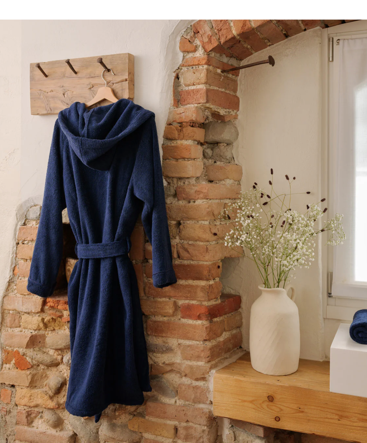 Accappatoio con cappuccio Linea classica Blu notte
