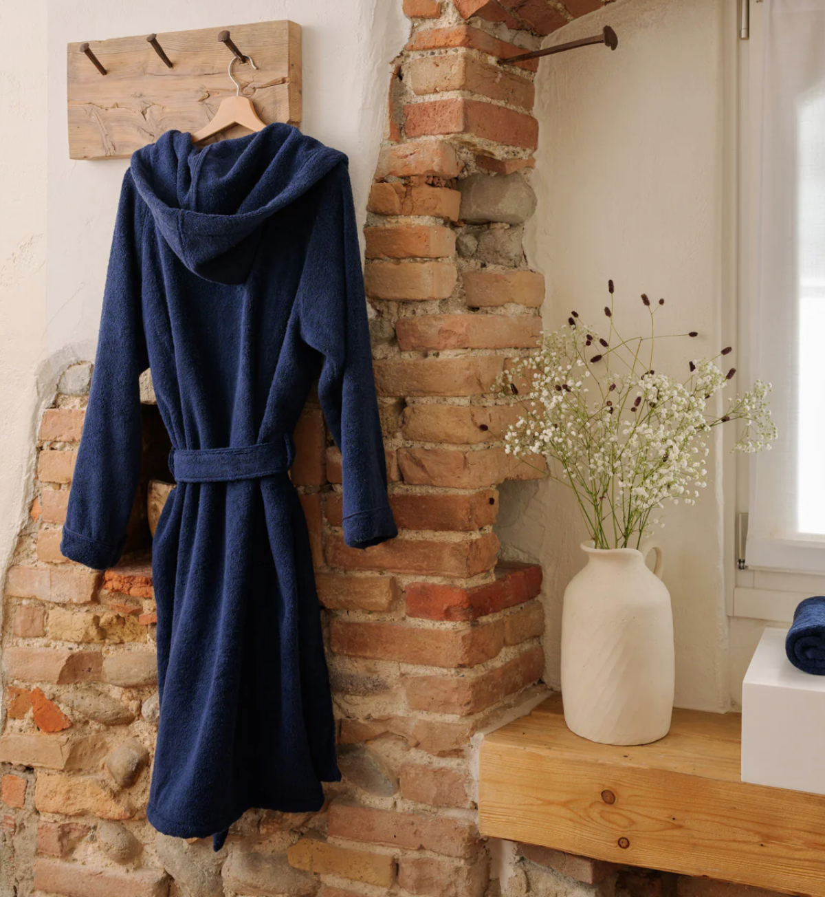 Accappatoio con cappuccio Linea classica Blu notte