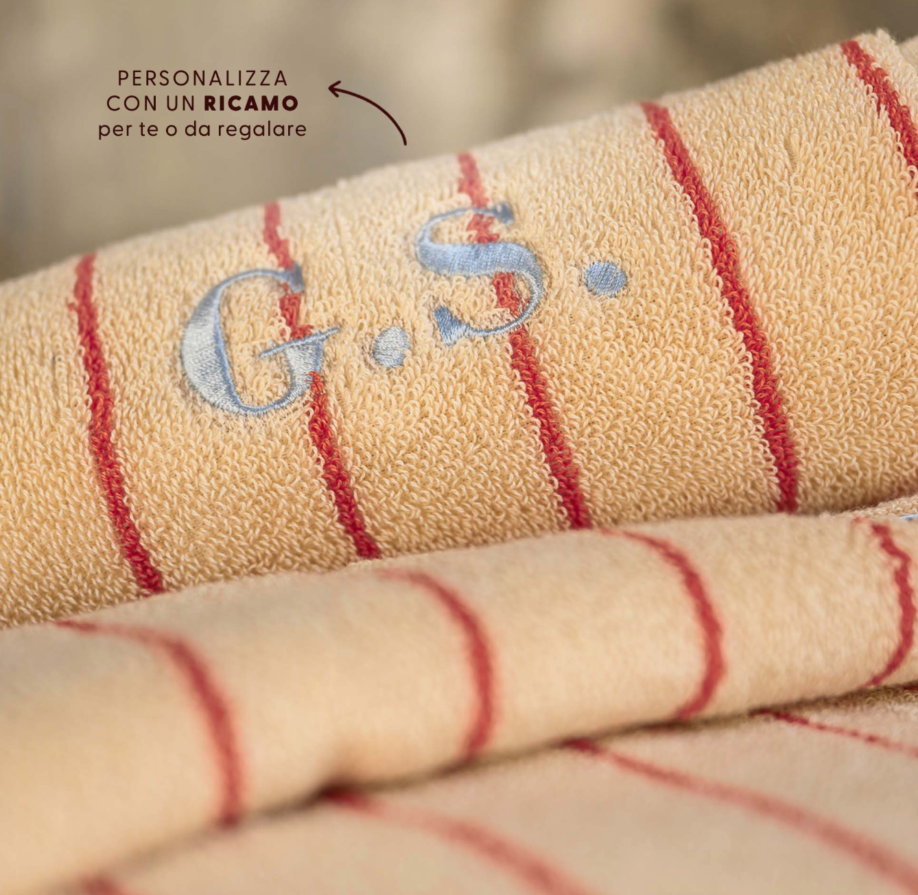 Accappatoio con cappuccio Linea classica Righe corallo
