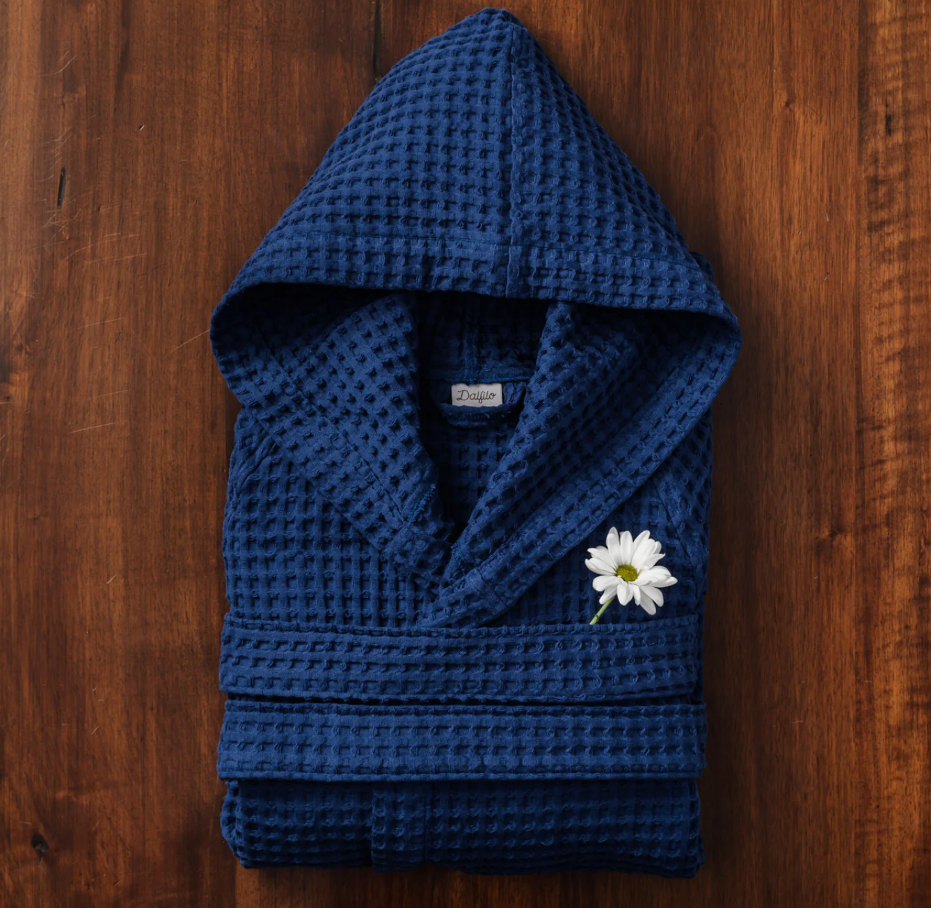 Accappatoio con cappuccio Linea nido d'ape Blu notte