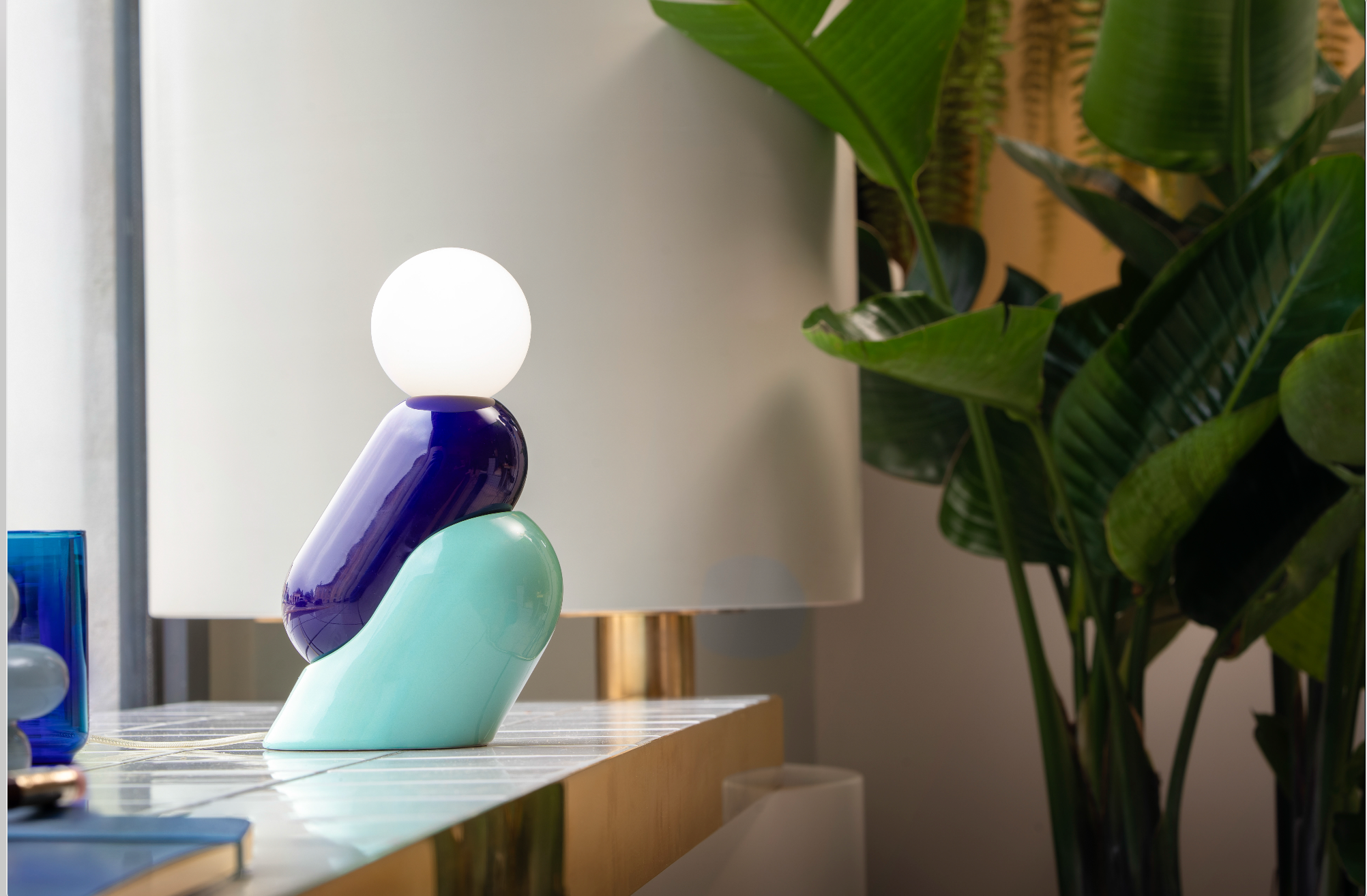 Lampada Da Tavolo Tata Blu Robot + Azzurro