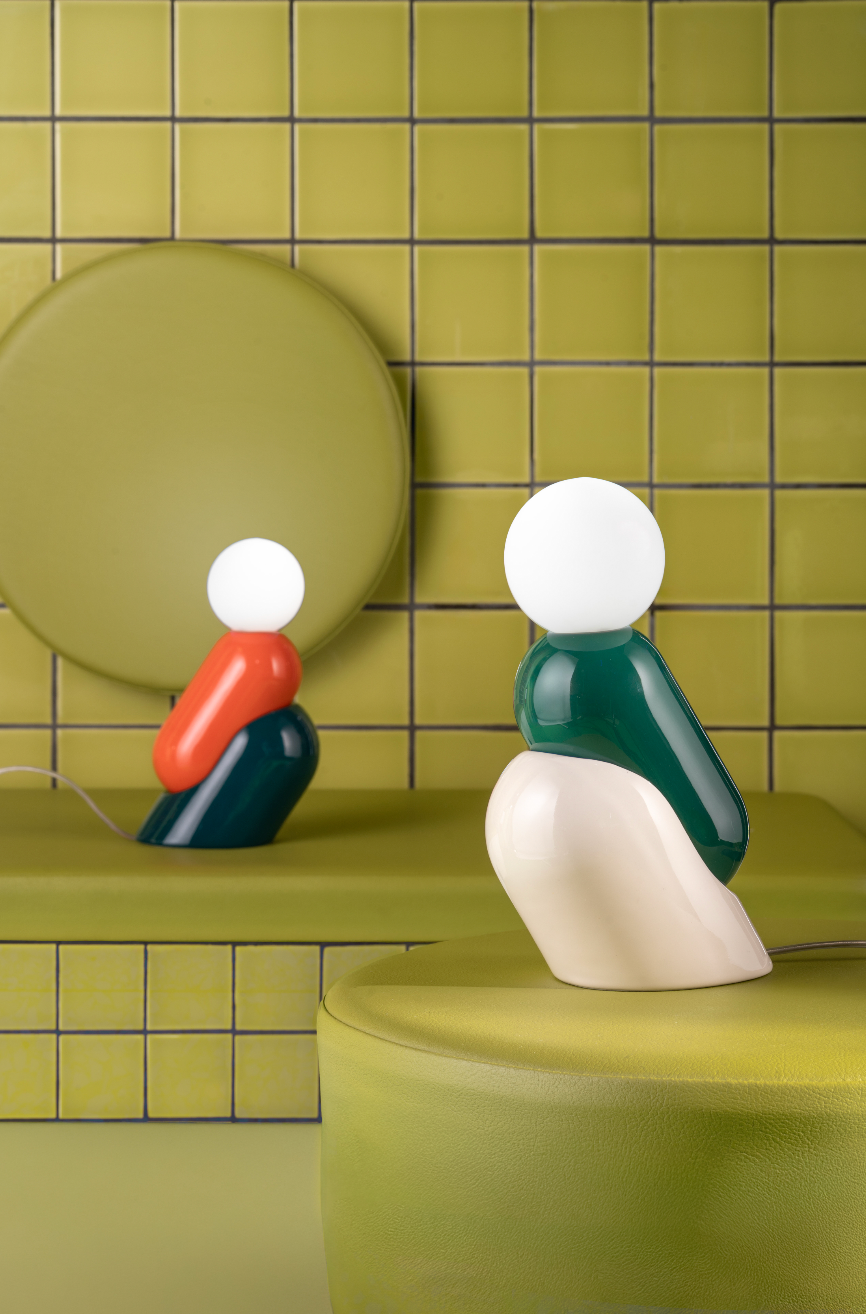 Lampada Da Tavolo Tata Arancio Volpe + Verde Petrolio