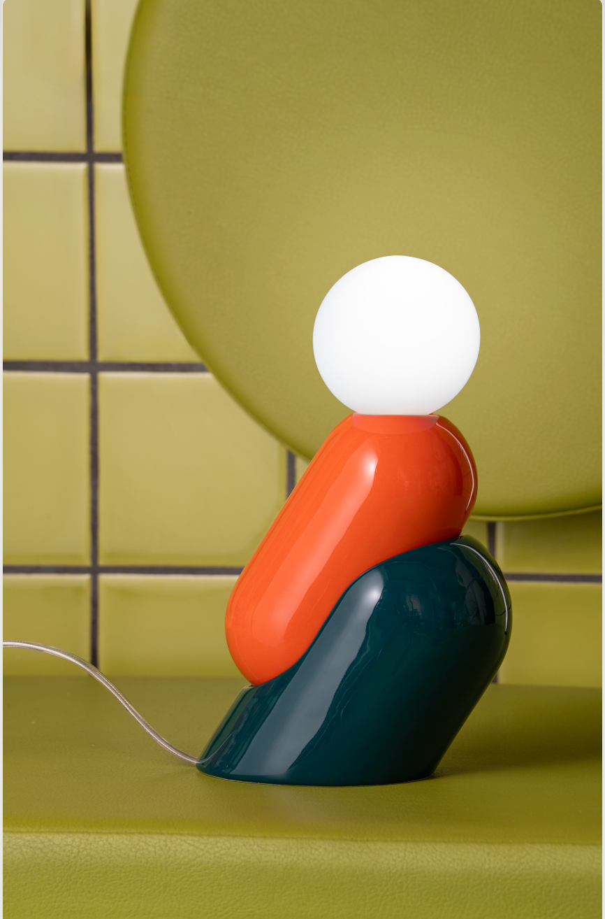 Lampada Da Tavolo Tata Arancio Volpe + Verde Petrolio