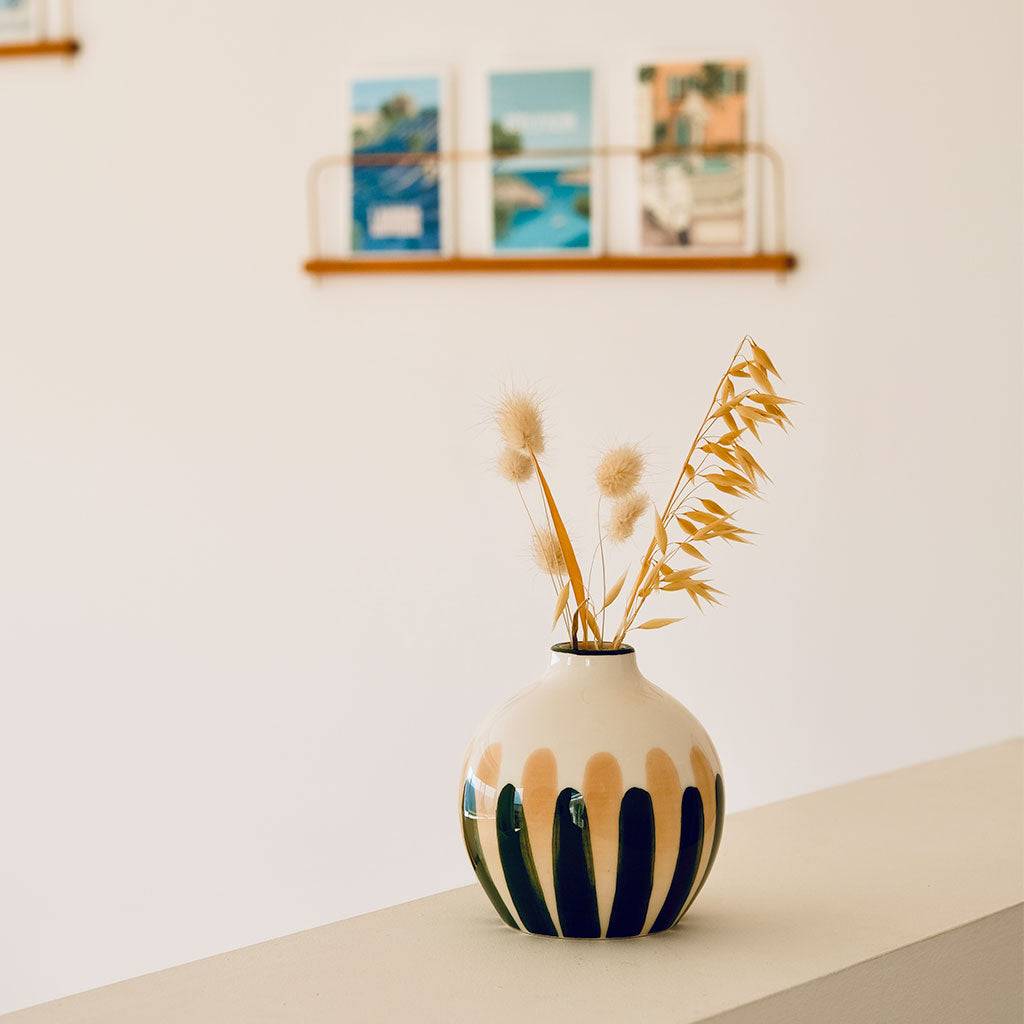 Soliflora in ceramica Mediterranea - Strisce verde/beige