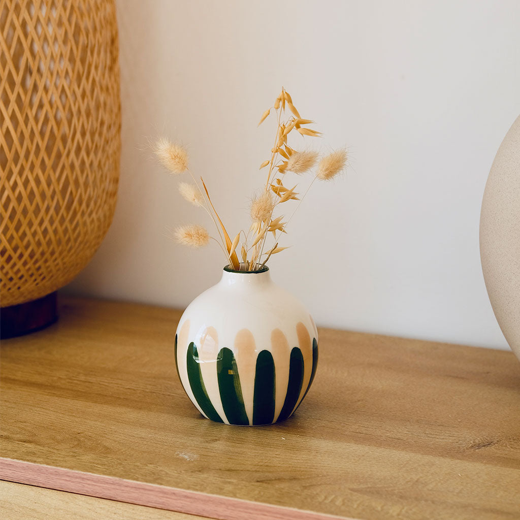 Soliflora in ceramica Mediterranea - Strisce verde/beige