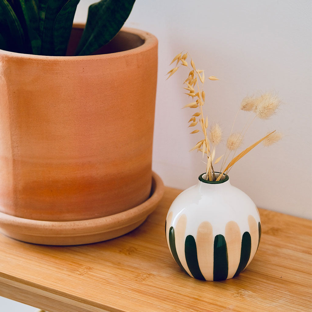 Soliflora in ceramica Mediterranea - Strisce verde/beige