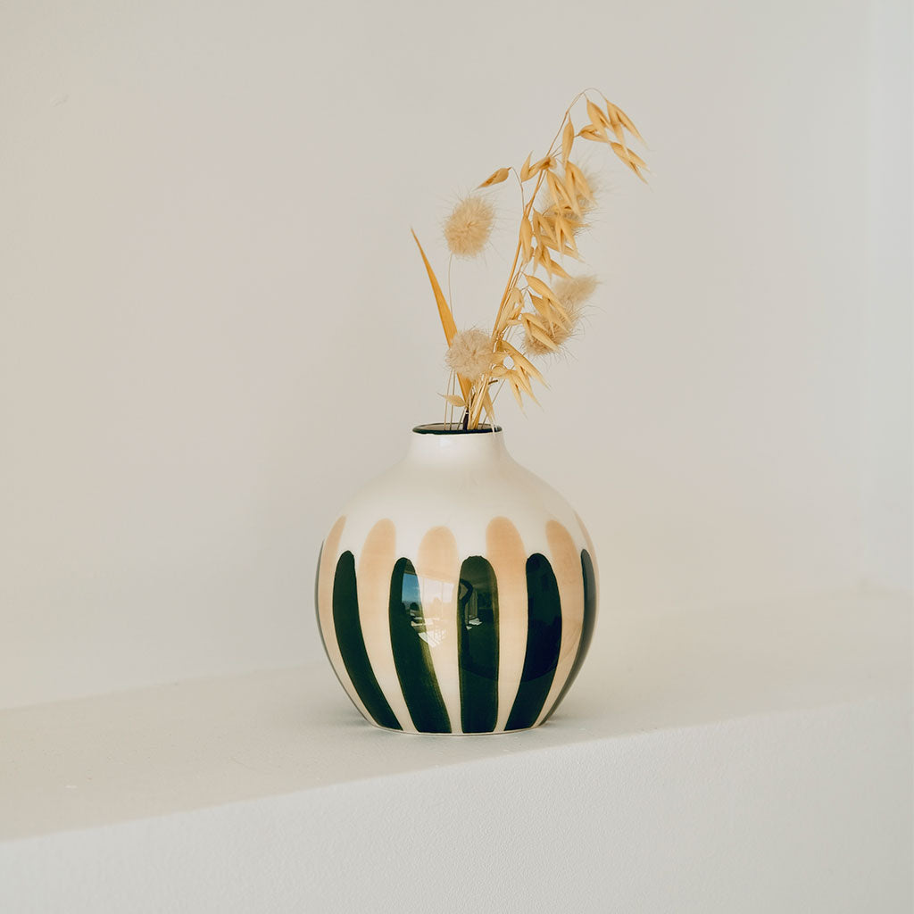 Soliflora in ceramica Mediterranea - Strisce verde/beige