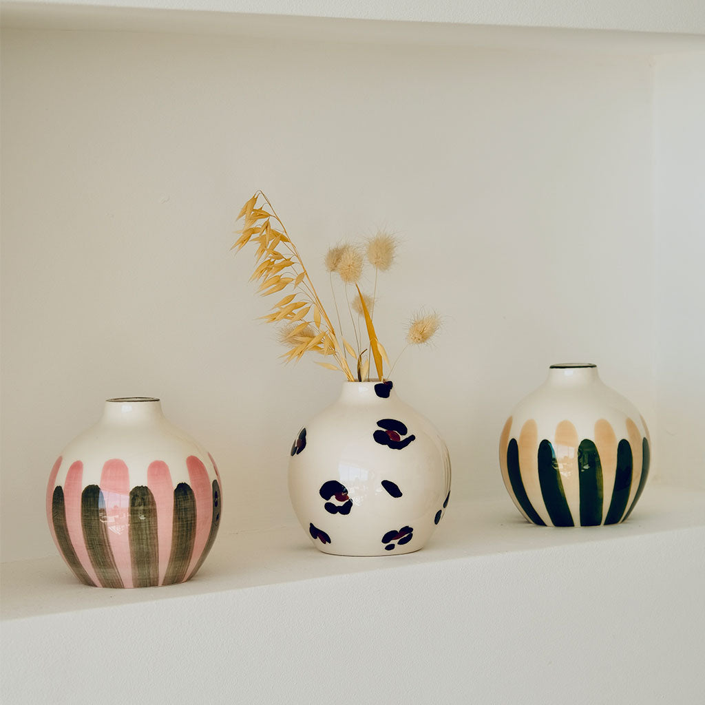 Soliflora in ceramica Mediterranea - Strisce rosa/verdi