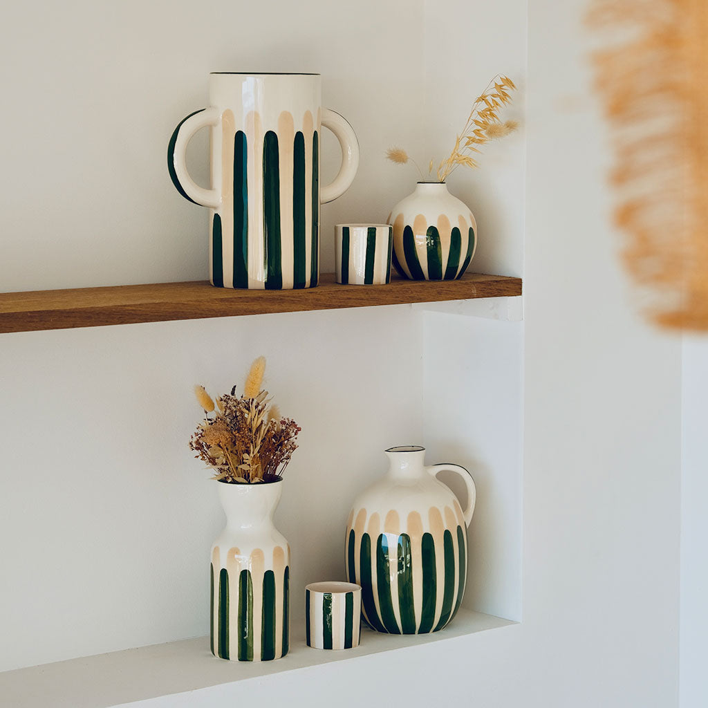 Soliflora in ceramica Mediterranea - Strisce verde/beige