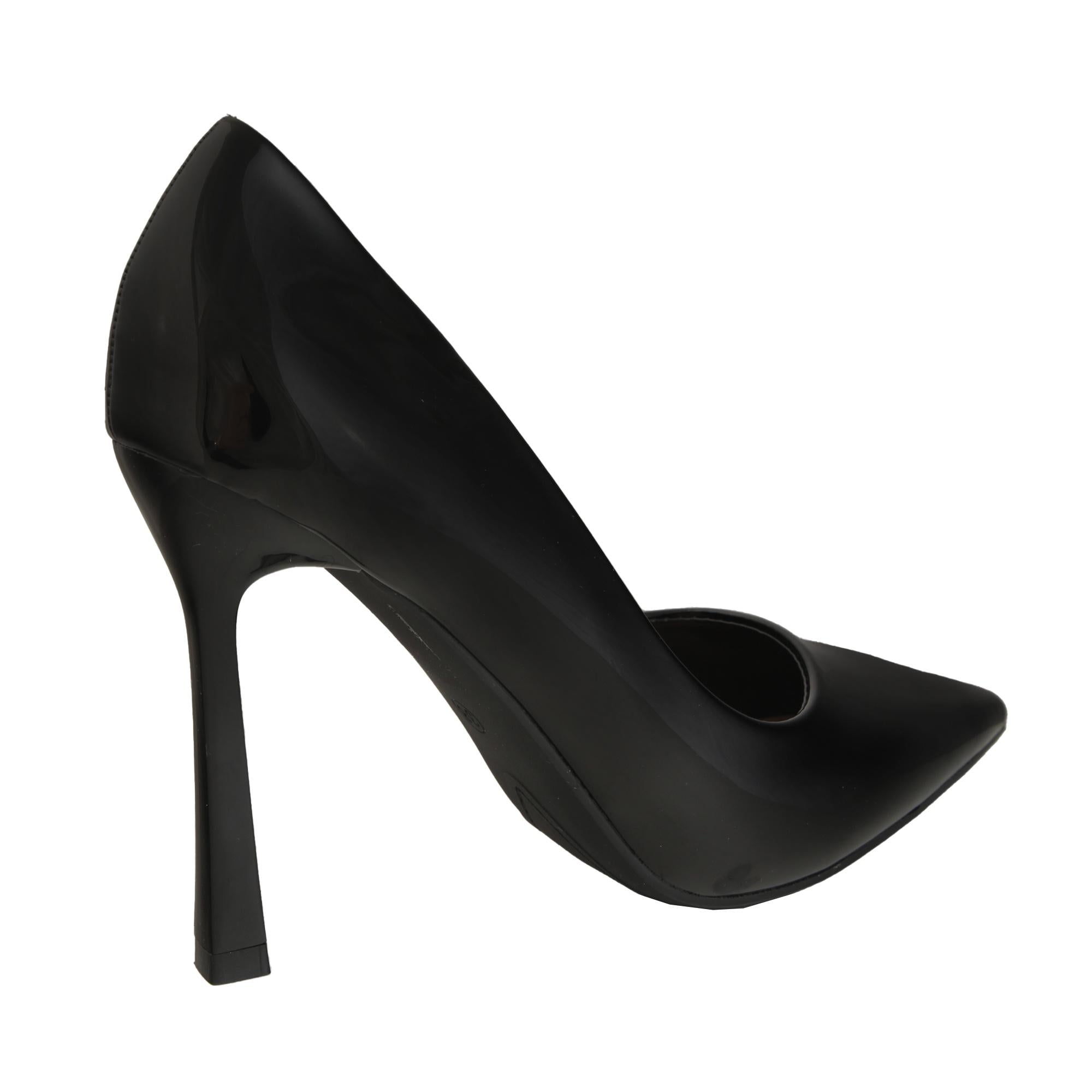 Dècolletè pumps verniciati con tacco alto a spillo Nero
