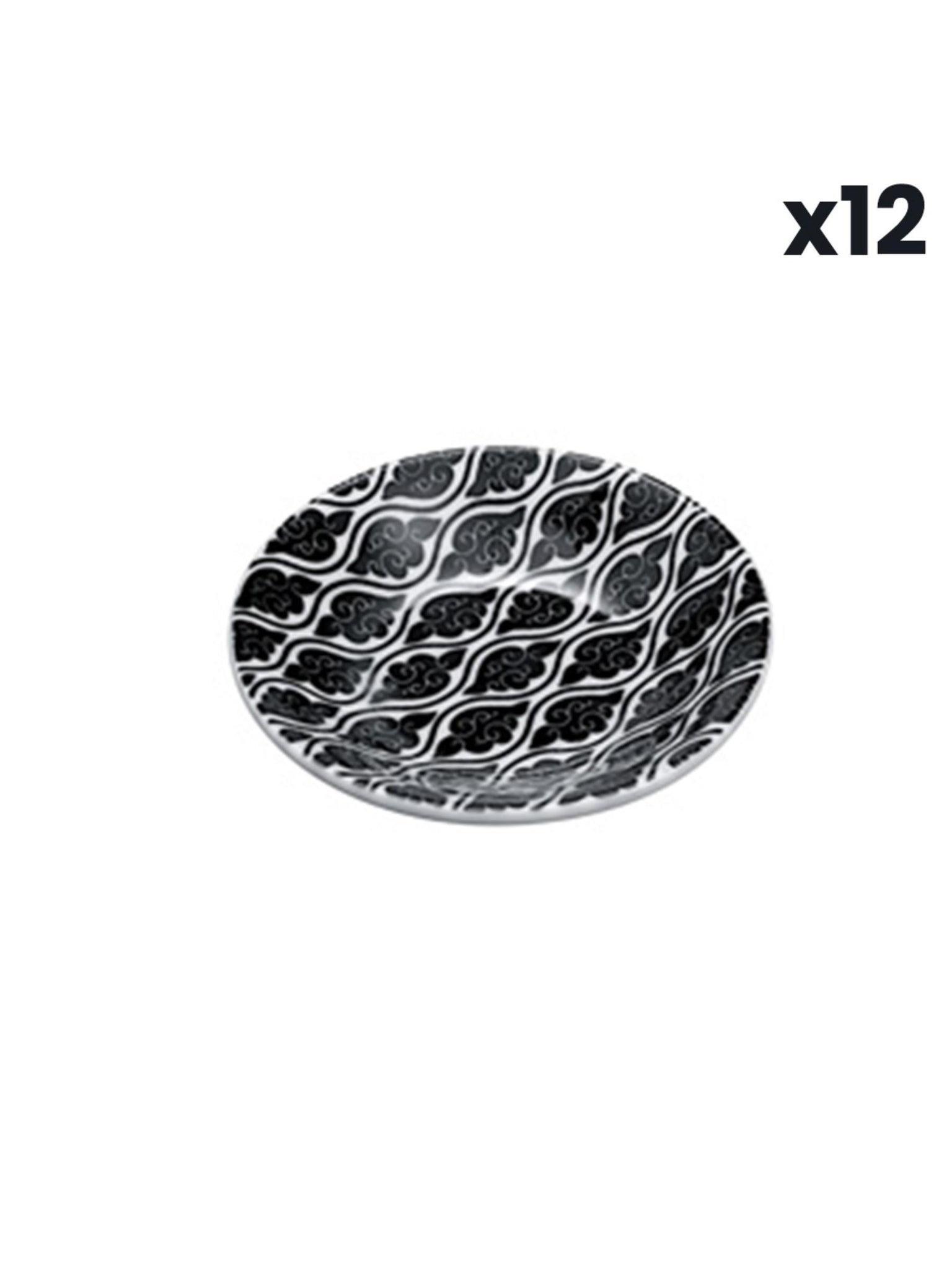Piatto per soia Nippon Black in Porcellana Nero/Bianco Set da 12