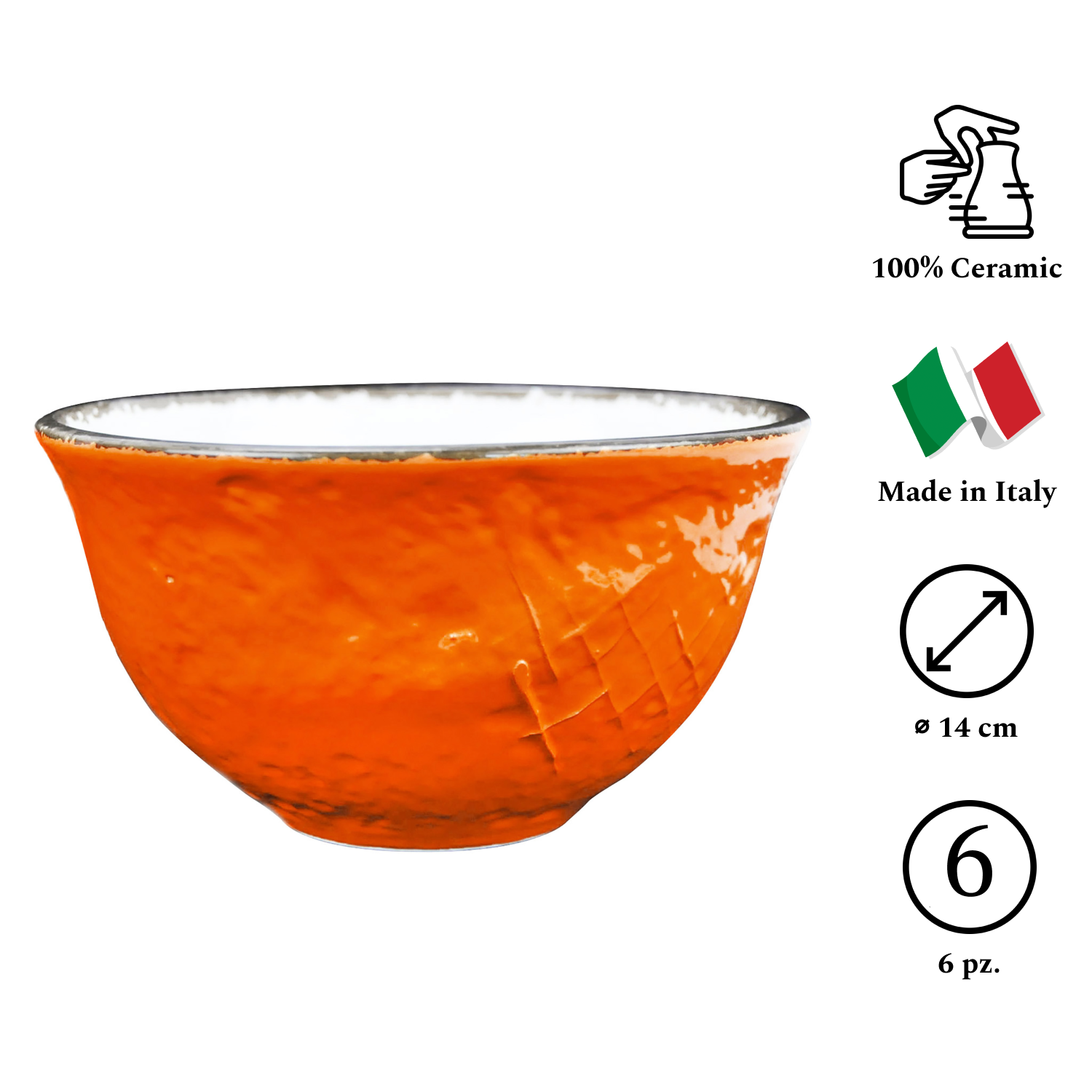 PRETA Set 6 Ciotole Colazione Arancione