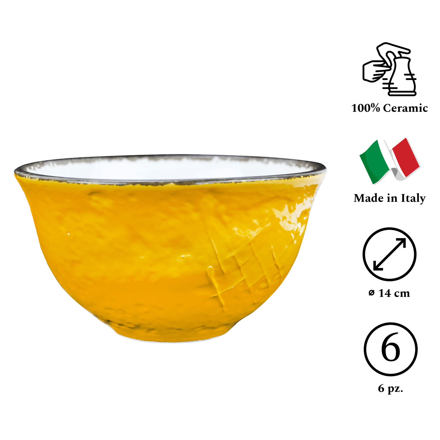 PRETA Set 6 Ciotole Colazione Giallo