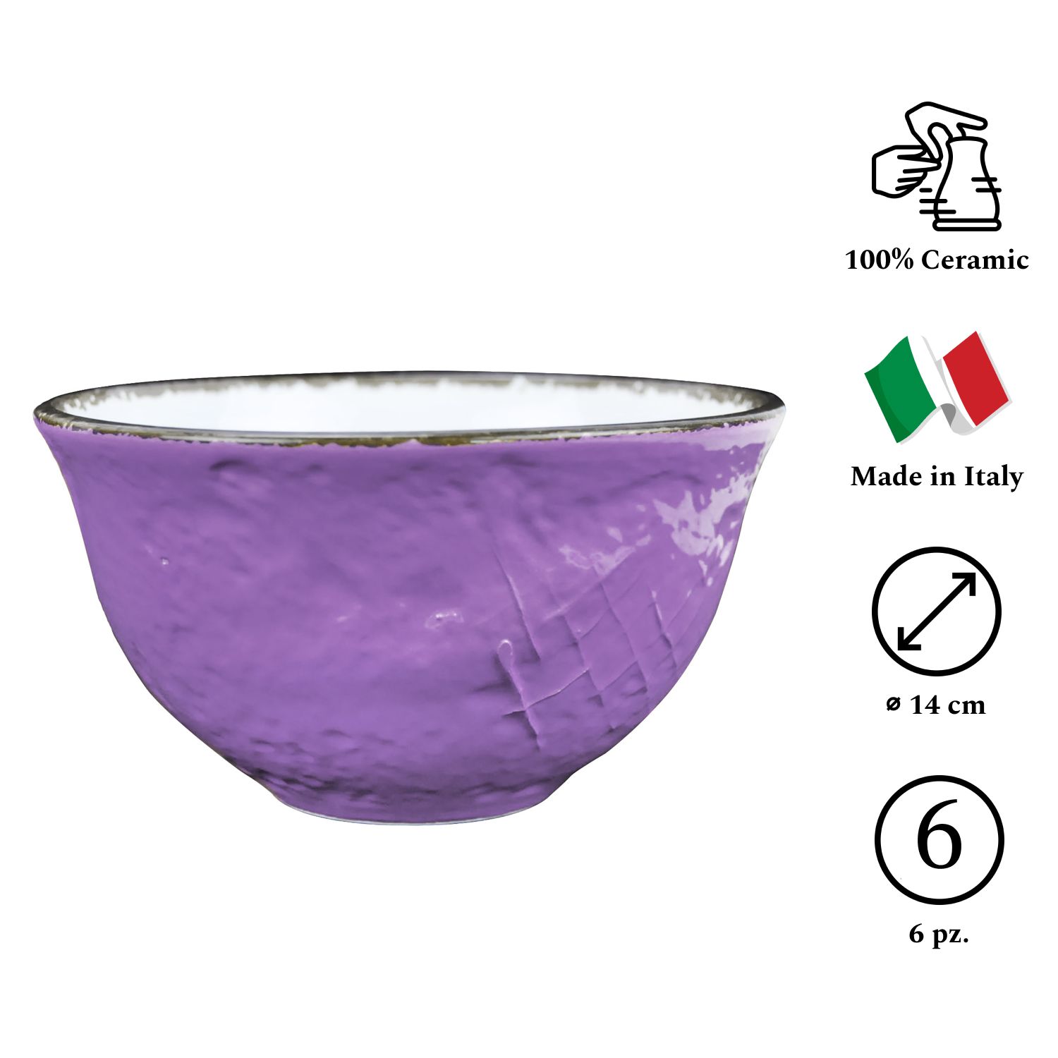 PRETA Set 6 Ciotole Colazione Lilla