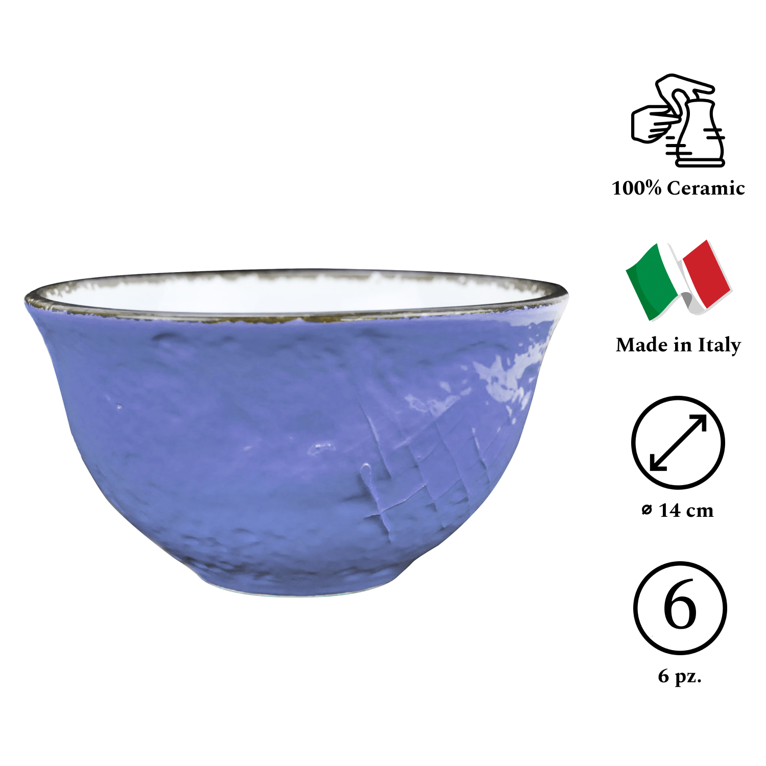 PRETA Set 6 Ciotole Colazione Turchese