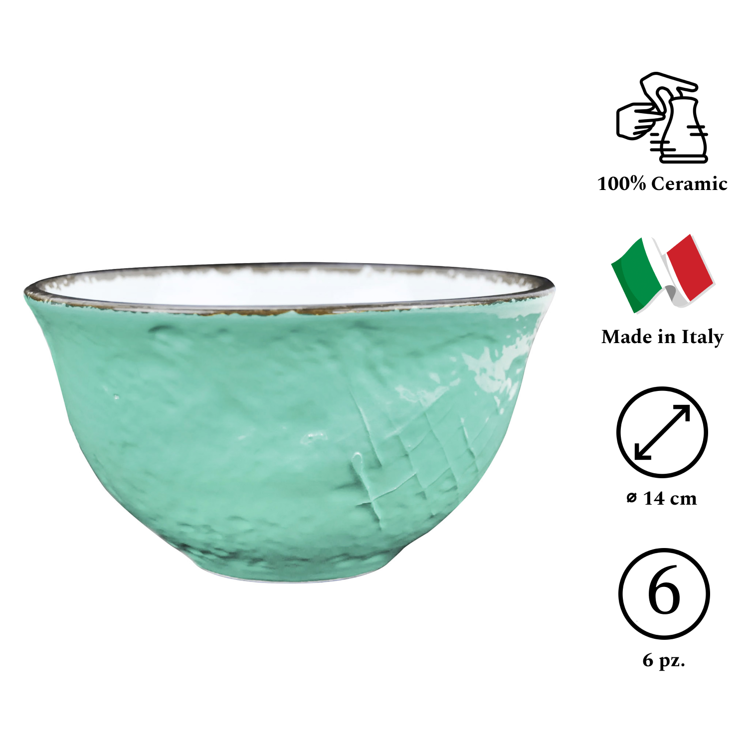 PRETA Set 6 Ciotole Colazione Acquamare