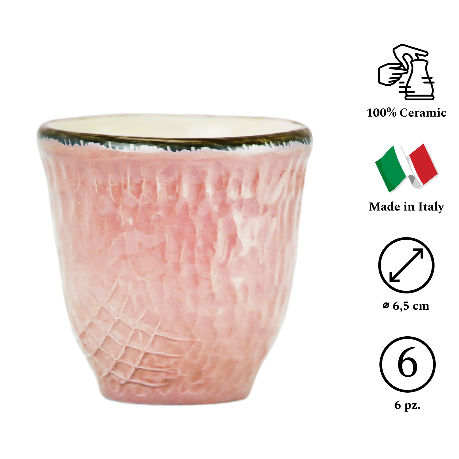 PRETA Set 6 Bicchierini Caffè Rosa