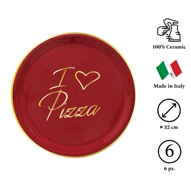 I LOVE PIZZA Piatto Pizza Rosso