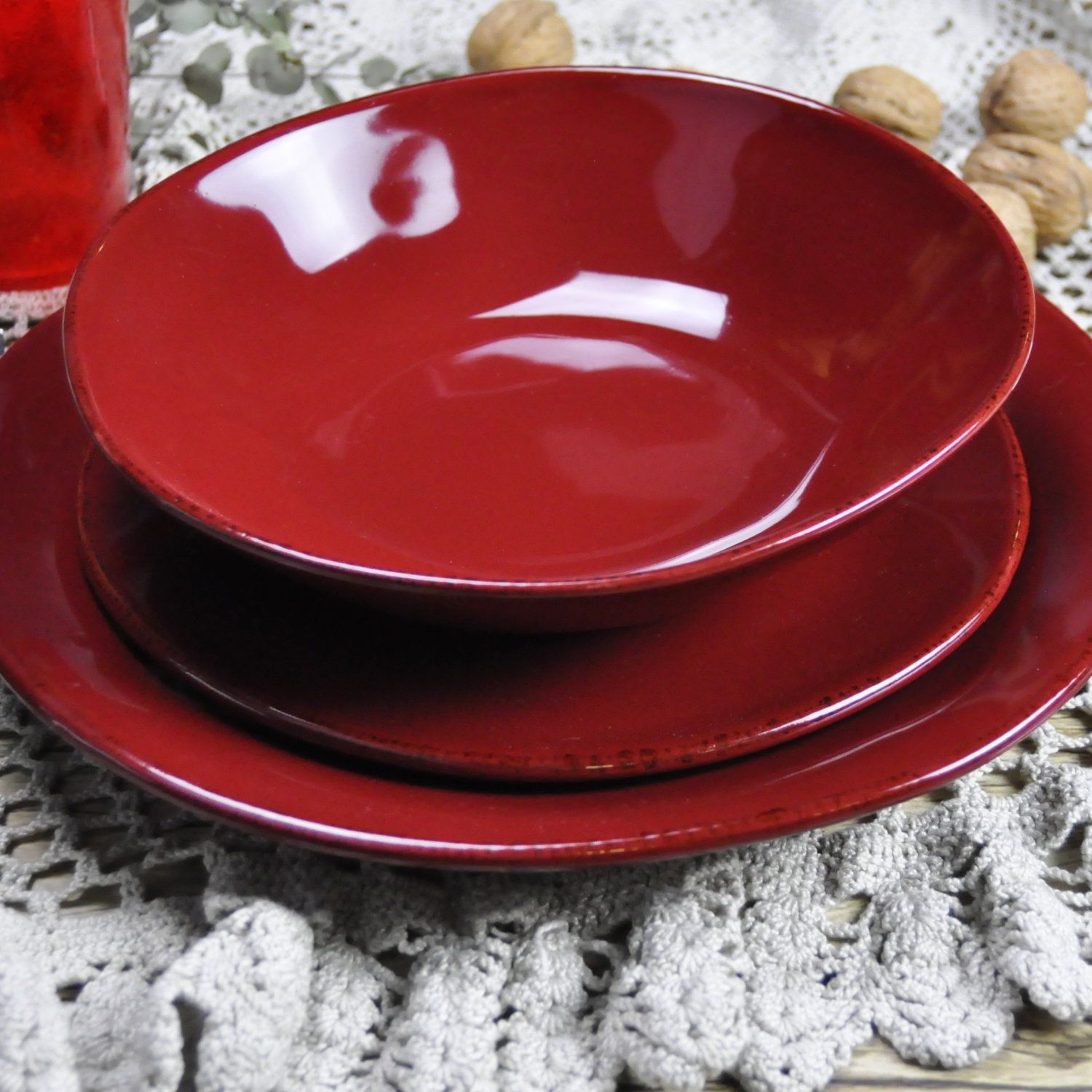 MATERIA Set 6 Piatto Frutta 23Cm Bordeaux