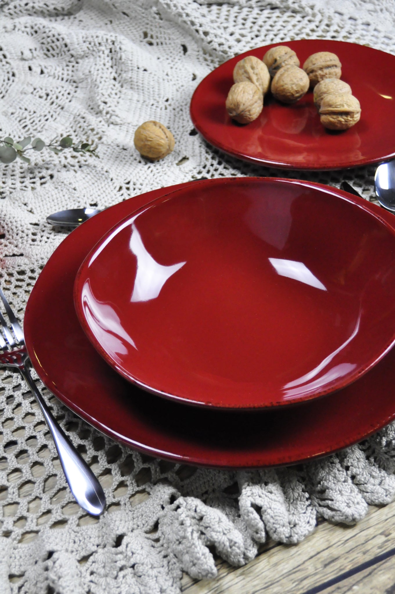 MATERIA Set Da 12 Piatti Bordeaux