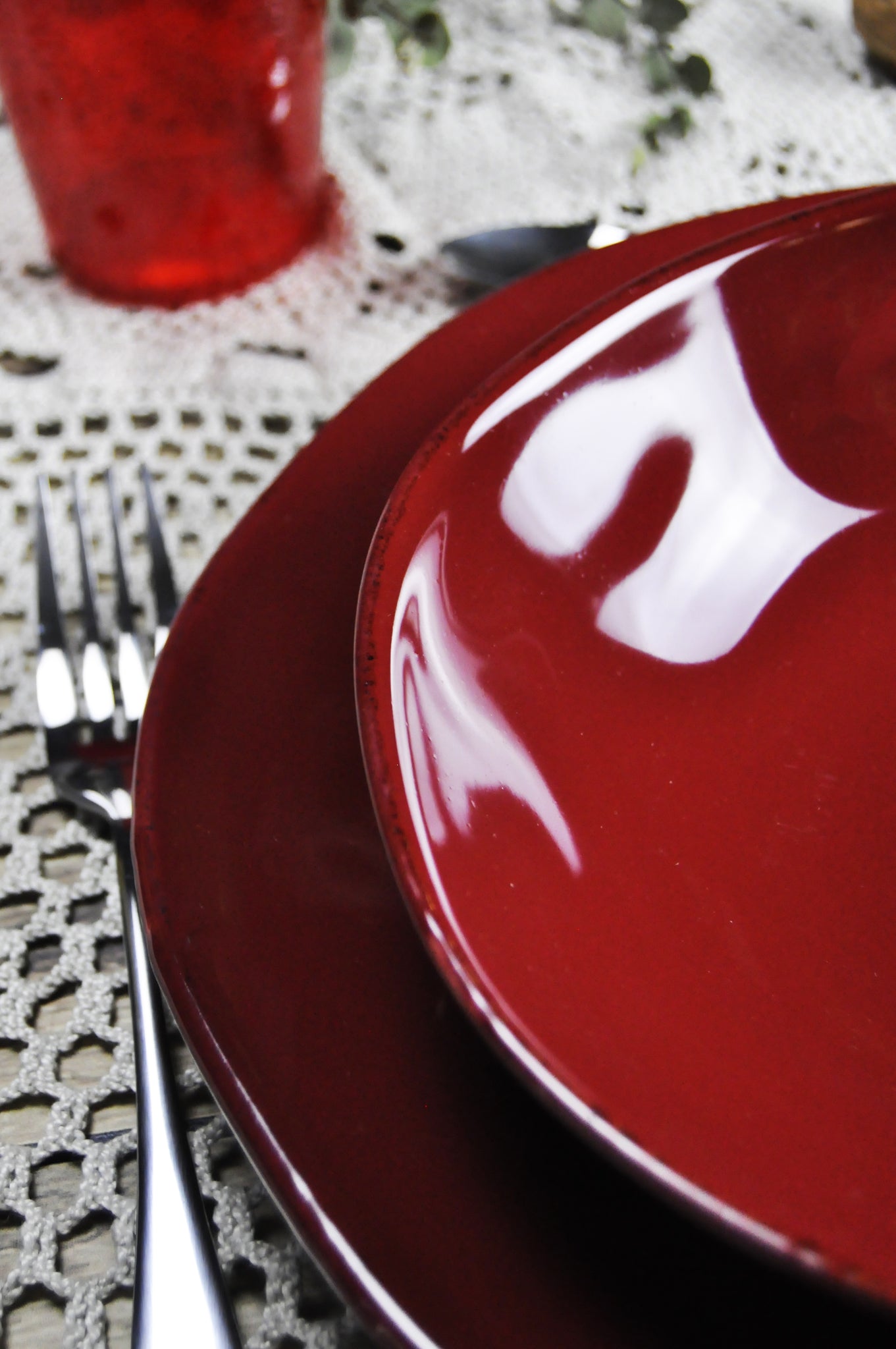 MATERIA Set Da 12 Piatti Bordeaux