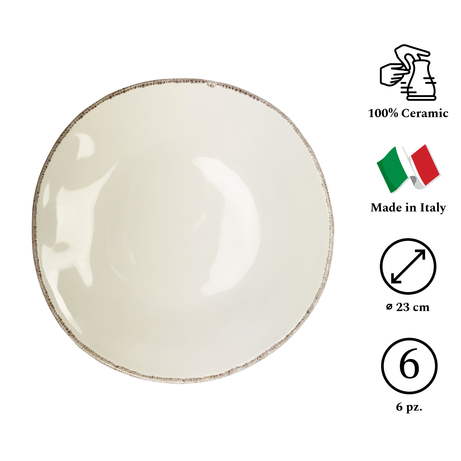 MATERIA Set 6 Piatto Frutta 23Cm Natural