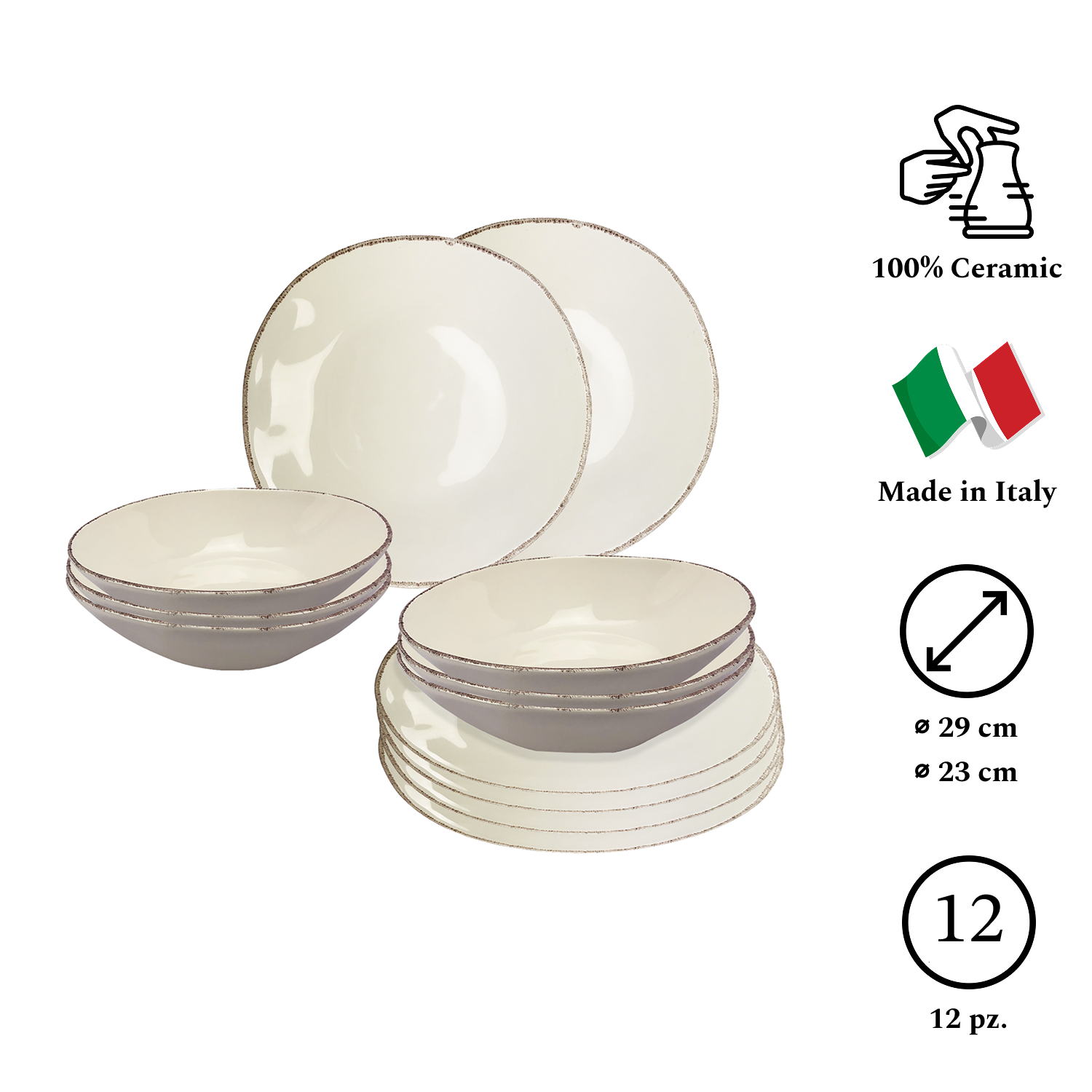 MATERIA Set Da 12 Piatti Natural