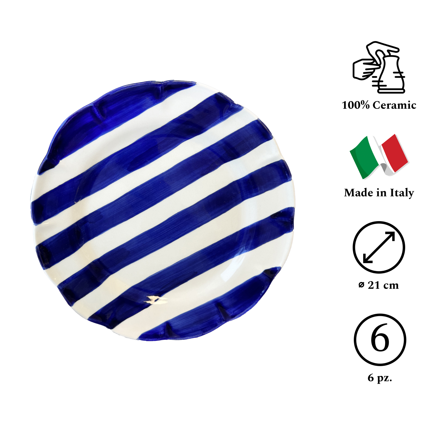 DOLCEVITA NASTRO Set 6 Piatti Frutta Blu