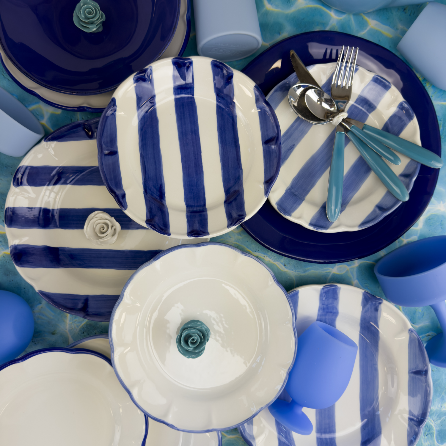 DOLCEVITA NASTRO Set 6 Piatti Frutta Blu