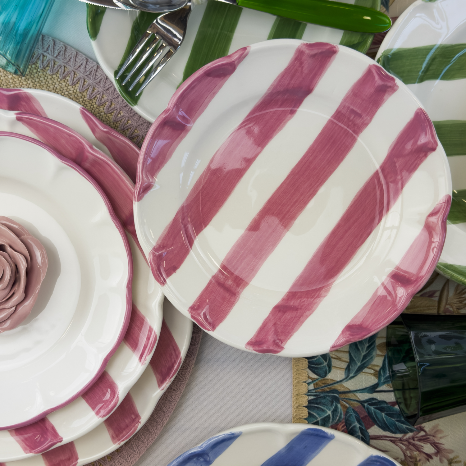 DOLCEVITA NASTRO Set 6 Piatti Frutta Rosa