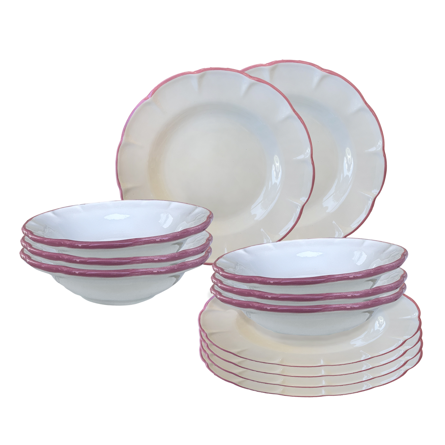 DOLCEVITA NASTRO Set Da 12 Piatti Rosa