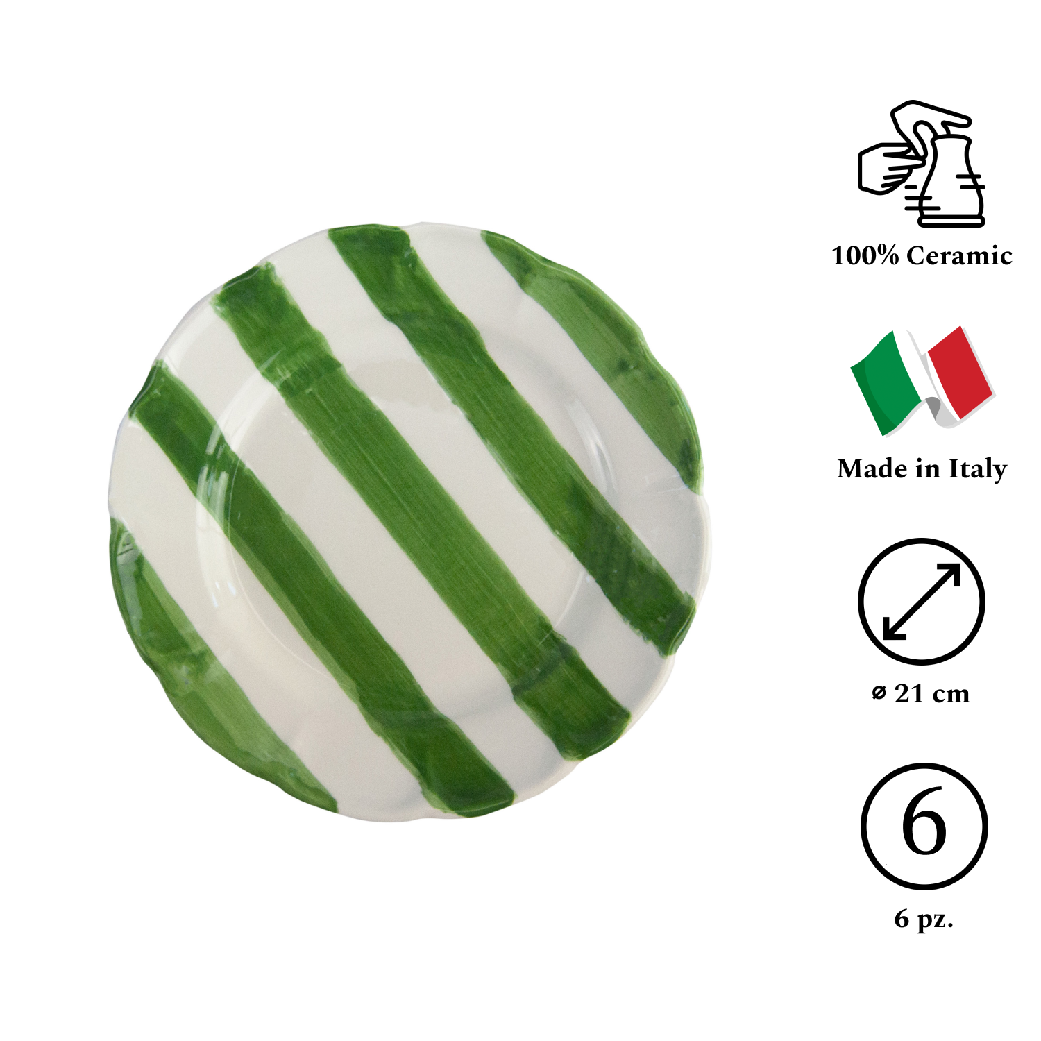 DOLCEVITA NASTRO Set 6 Piatti Frutta Verde