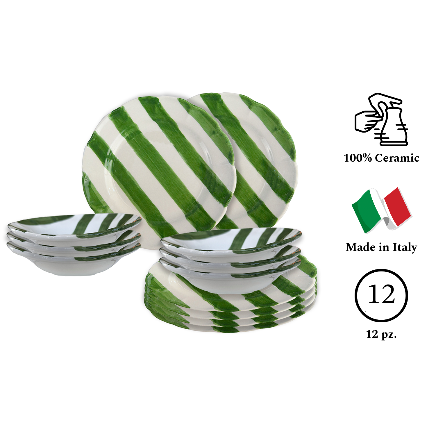 DOLCEVITA NASTRO Set Da 12 Piatti Verde