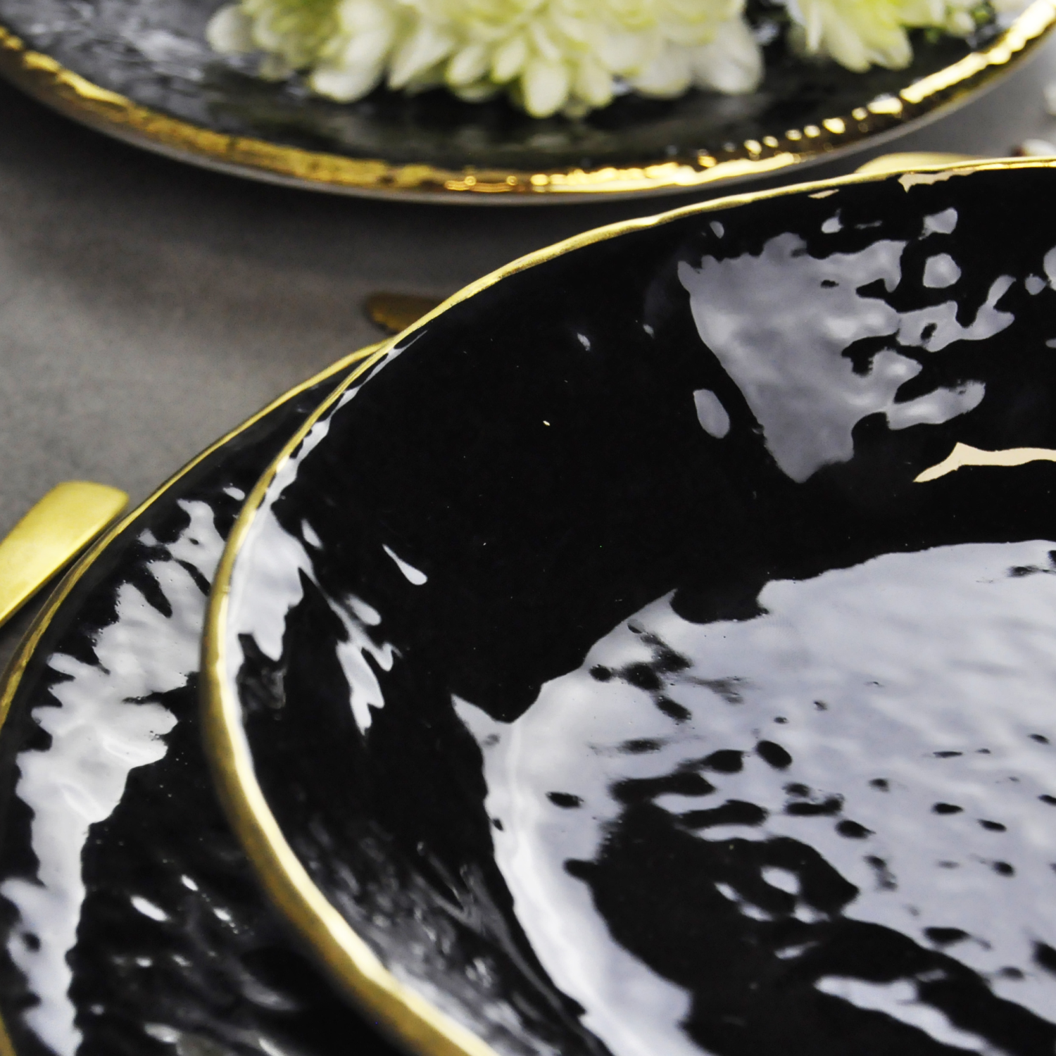 PRETA Oro Set 6 piatti fondi da 21cm Ceramica Nero