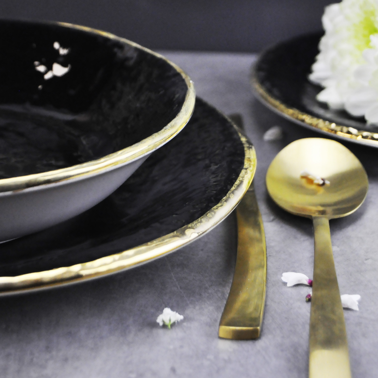 PRETA Oro Set 6 piatti fondi da 21cm Ceramica Nero