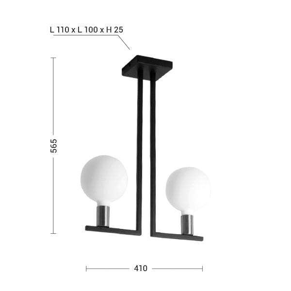 Plafoniera TWIN - Nero-Ottone satinato