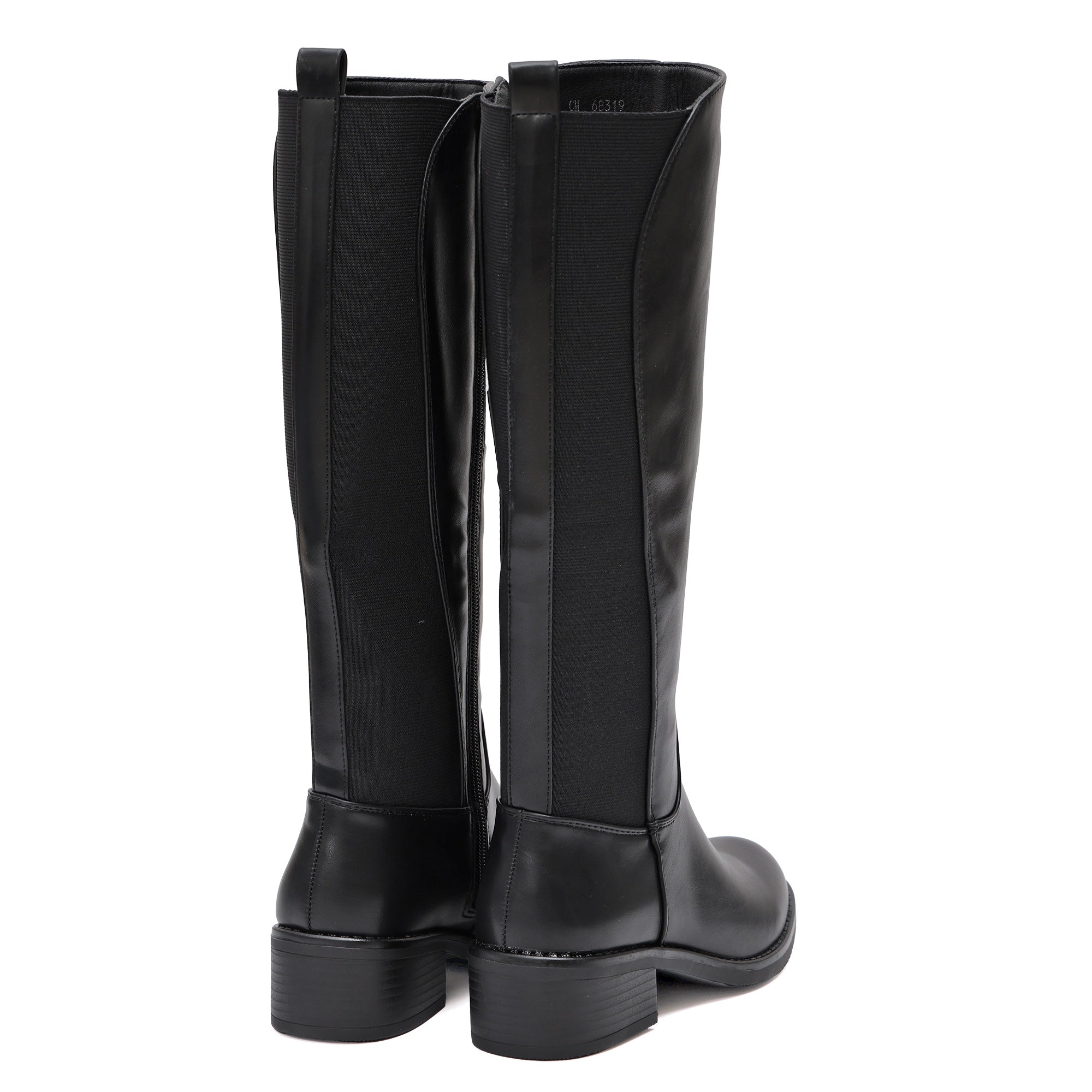 Stivale in simil pelle con elastico Nero