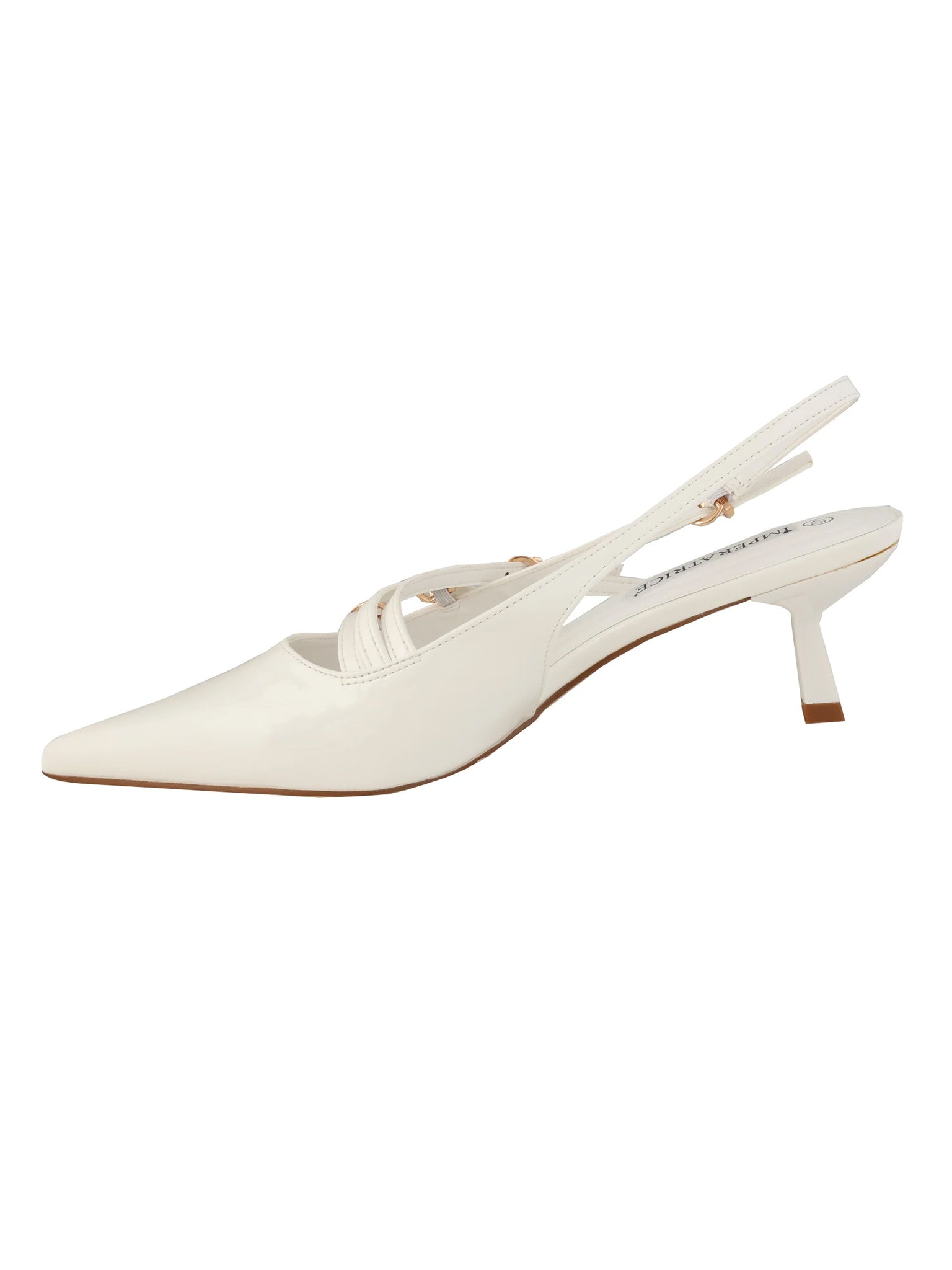 Dècolletè slingback verniciate con tacco basso a rocchetto e fibbiette BHH9016-BIANCO - Imperatrice