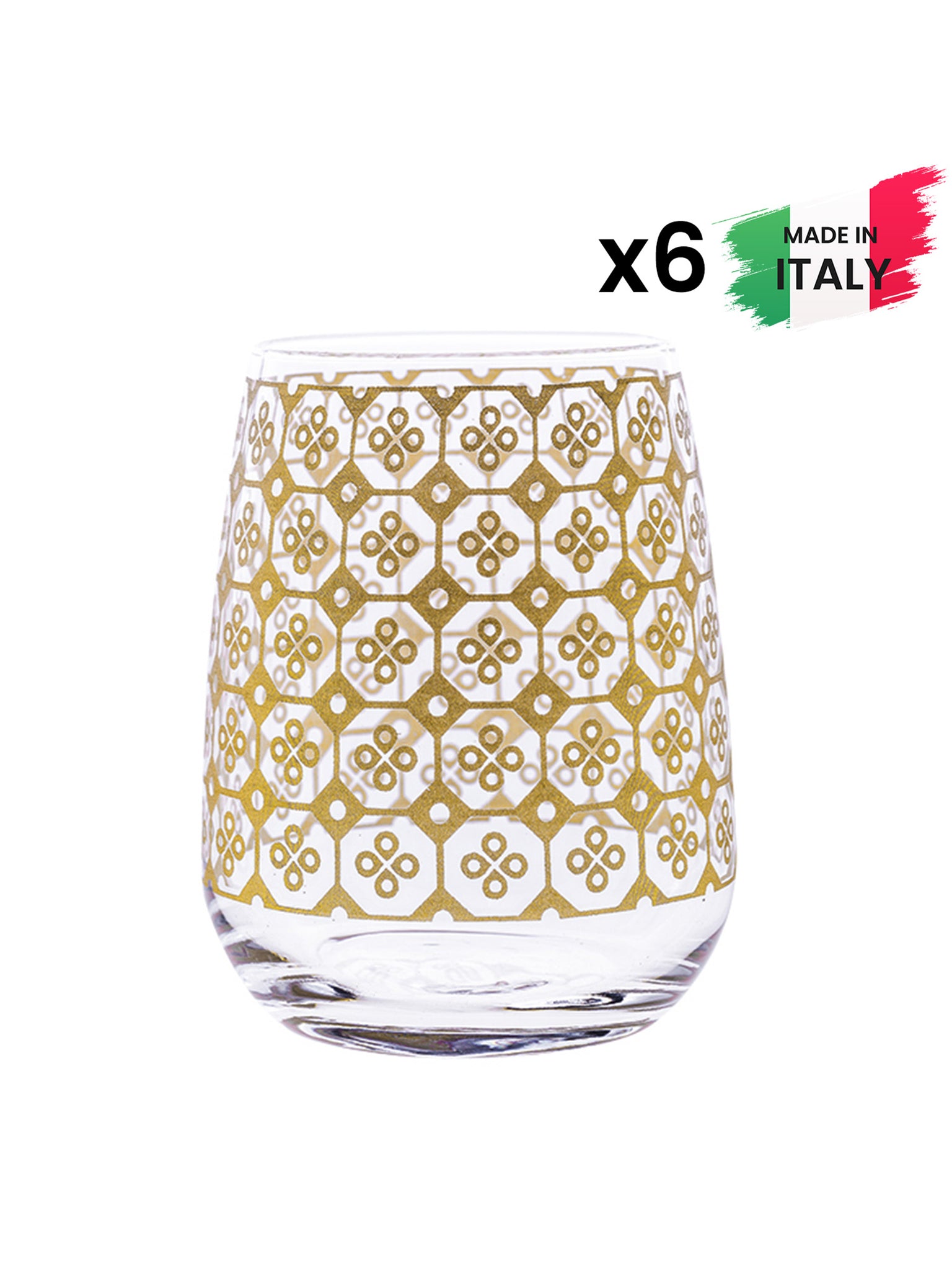 Bicchiere Acqua Set 6 pezzi - Serigrafia Arame Oro