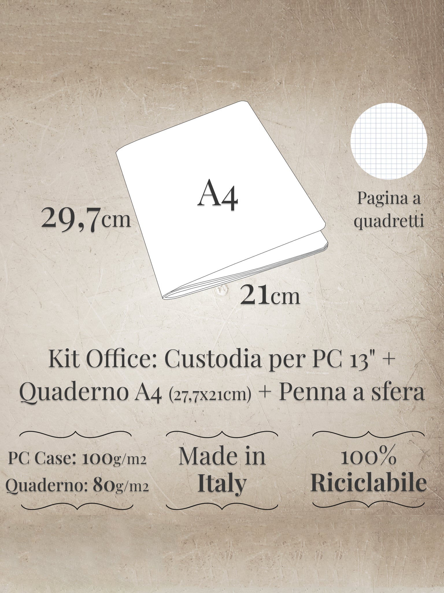 Custodia per PC 13" o portadocumenti cm 35x26x8 con bottoni in metallo VIOLET