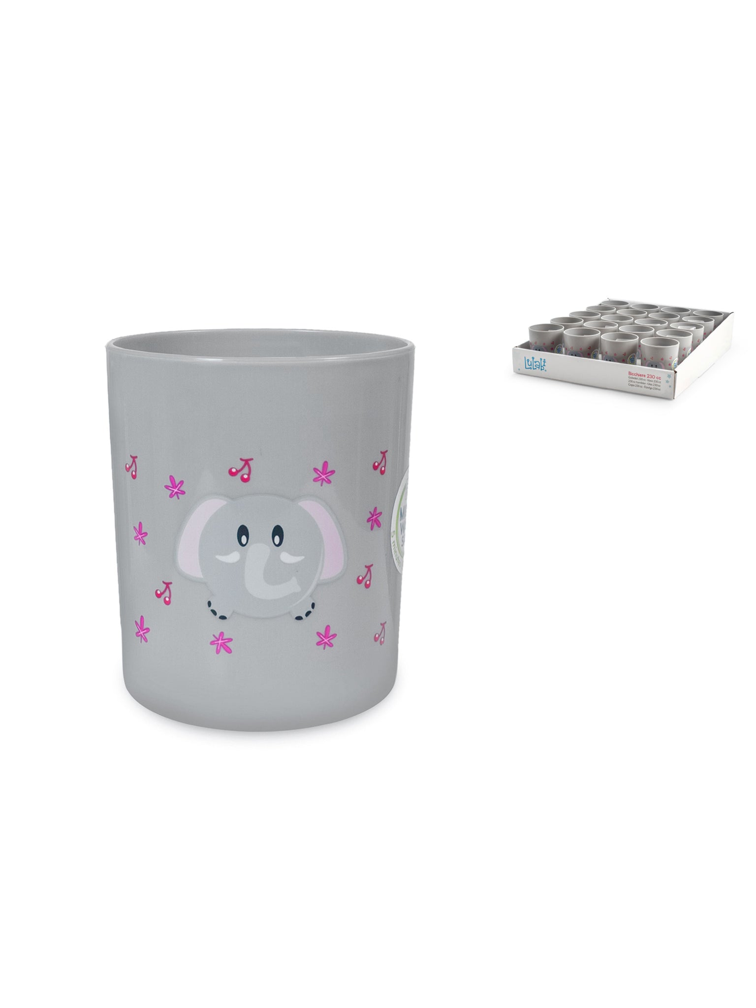 Elefantino, Bicchiere, Plastica Rigida, 6+ Mesi, 230 Ml, Grigio