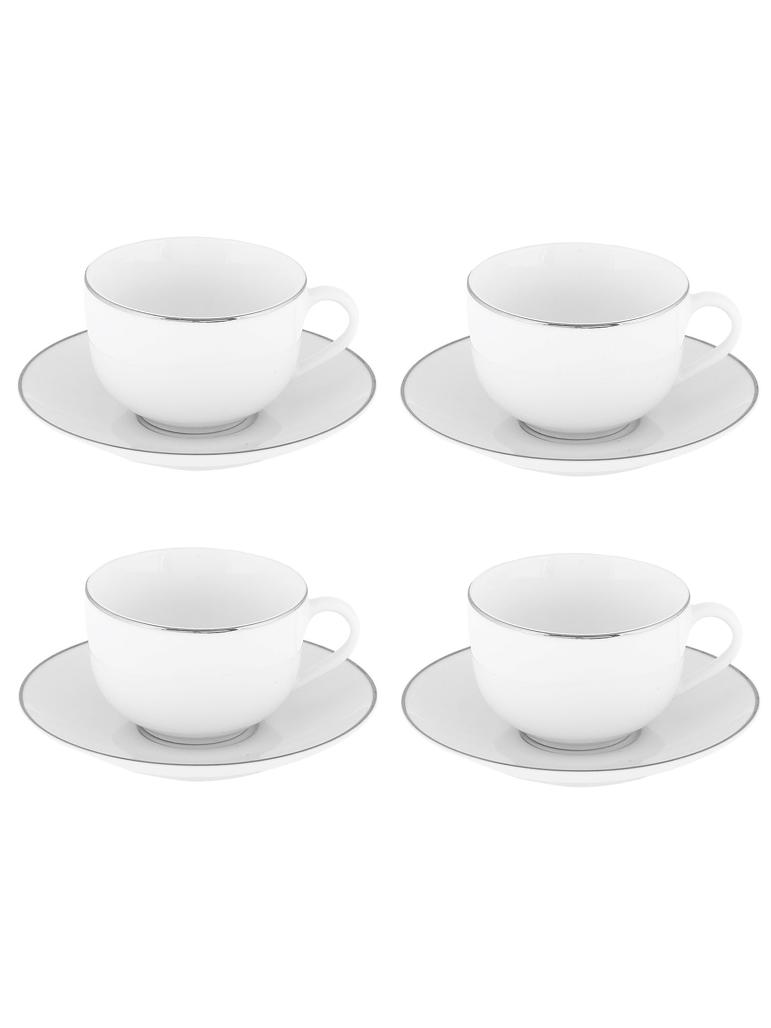 Tazza Da Tè Con Piatto Set 4 Pezzi - Platinum Chic