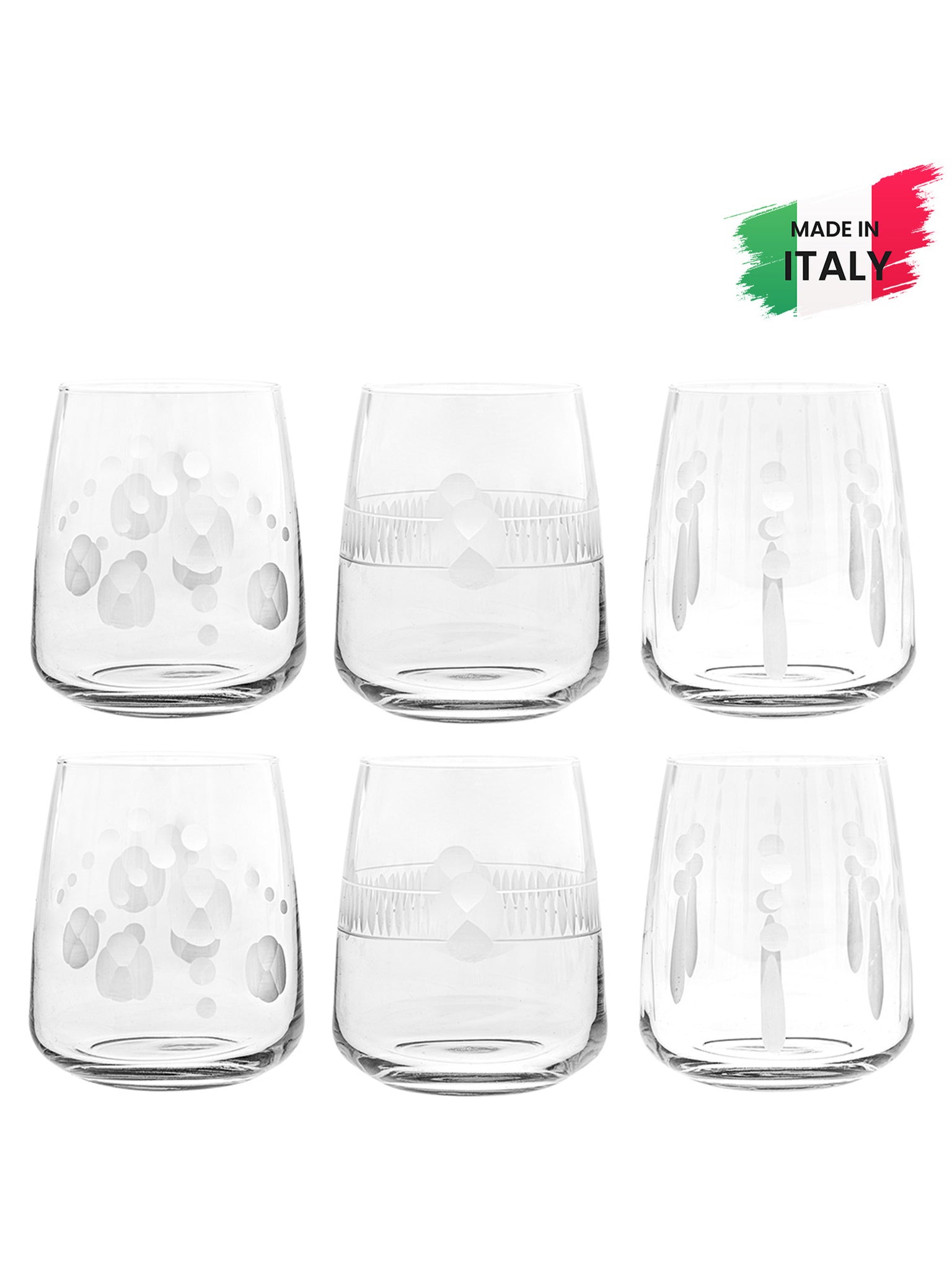 Bicchiere Acqua Set 6 Pezzi Intagliati Praga