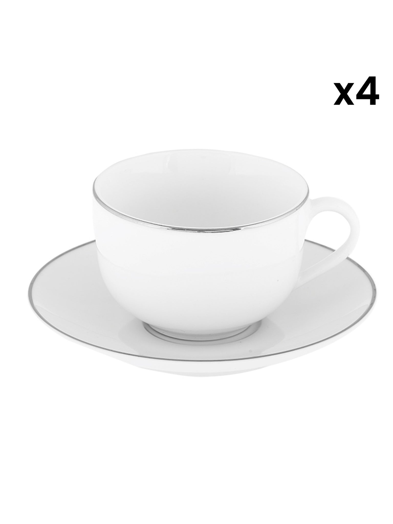 Tazza Da Tè Con Piatto Set 4 Pezzi - Platinum Chic