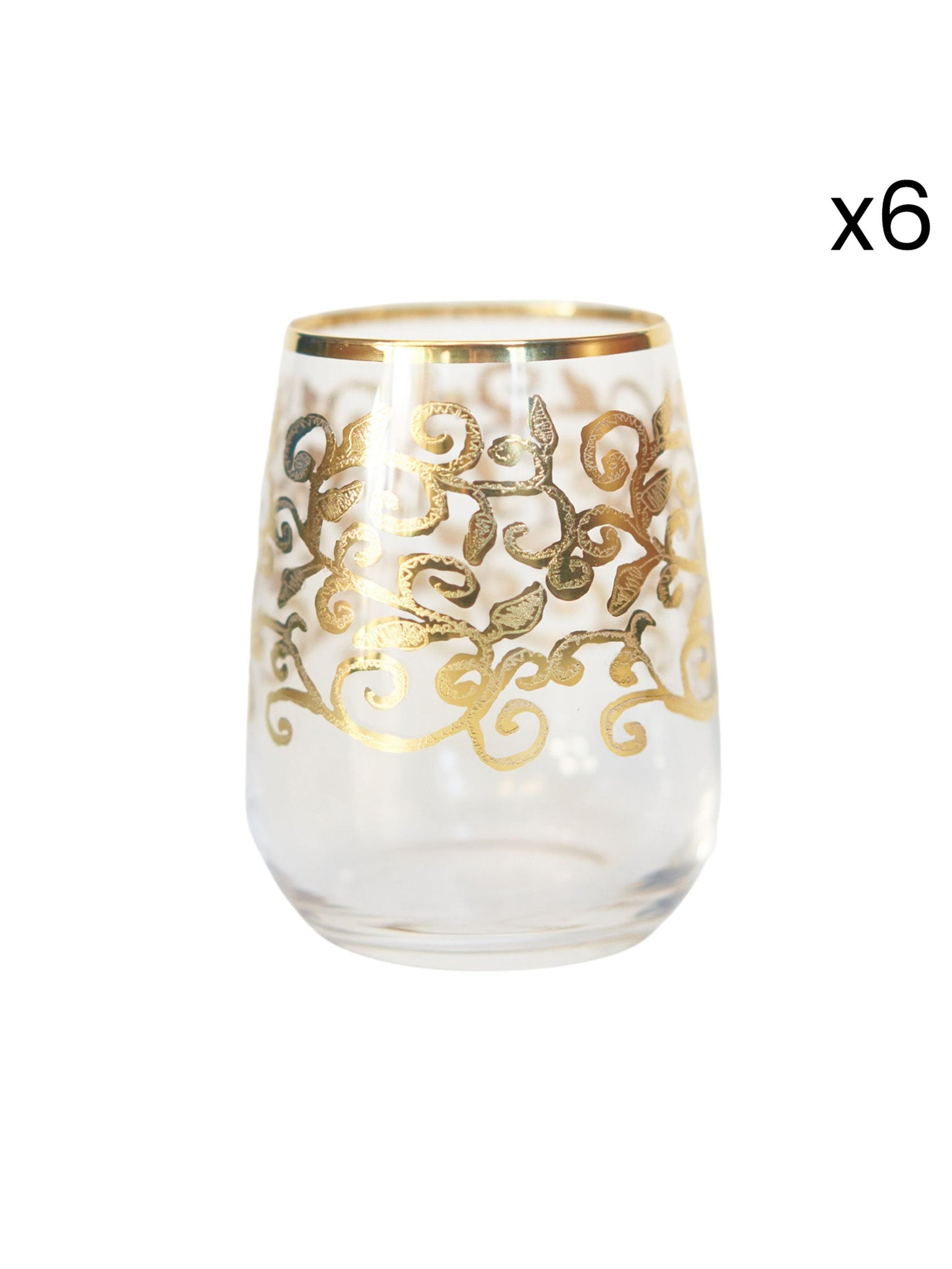 Bicchiere Acqua Set 6 Pezzi - Gold Barocco Oro