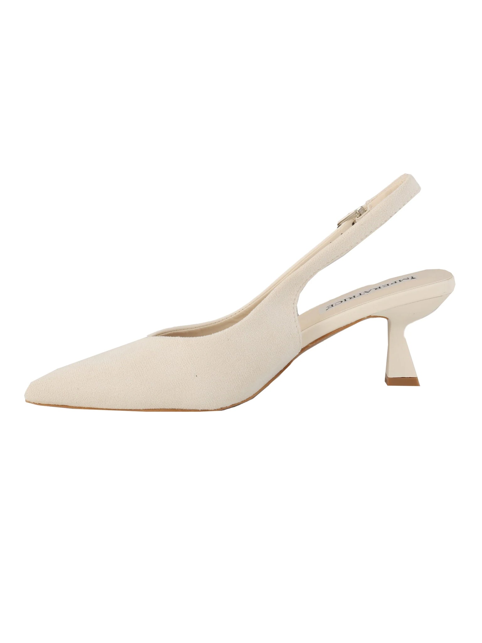 Dècolletè slingback con tacco basso a rocchetto e inserto in camoscio OR600-BIANCO - Imperatrice